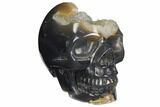 Polished Agate Skull with Quartz Crystal Pocket #148109-2